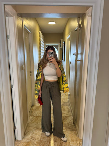 Şekilli paça pantalon