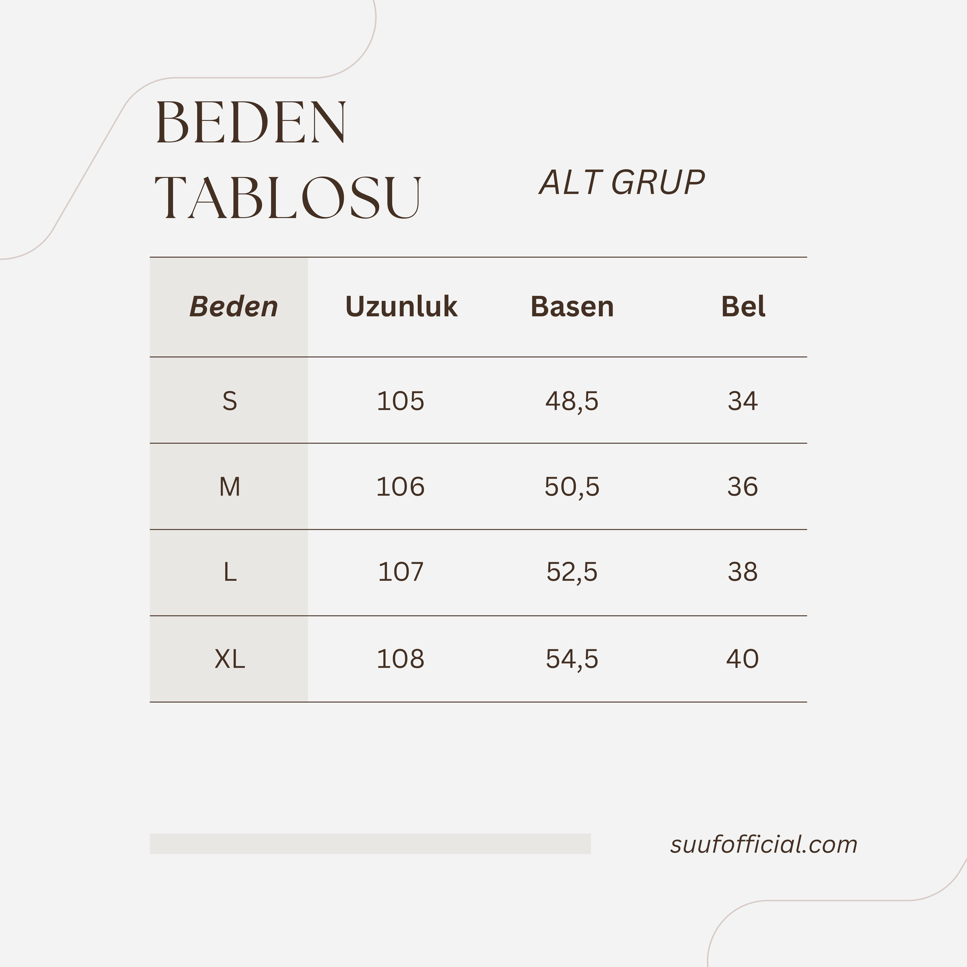 beden tablosu